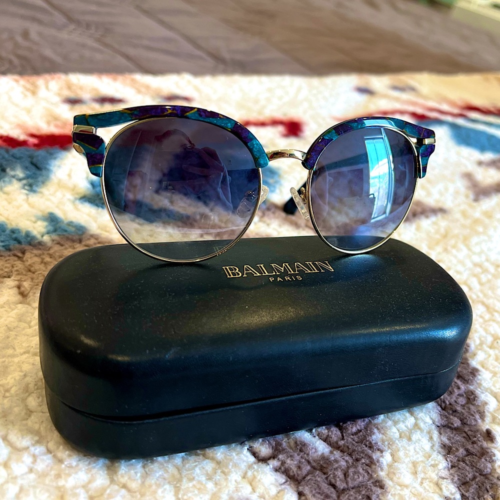 Balmain Blue and Purple Marbled Sunglasses